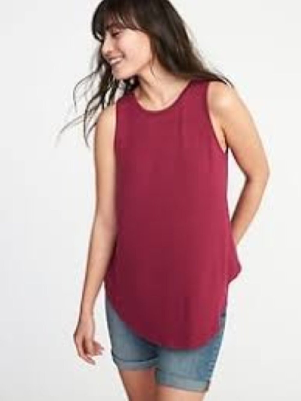 Old Navy Berry/Magenta Tank – Curved Hem & Stretchy